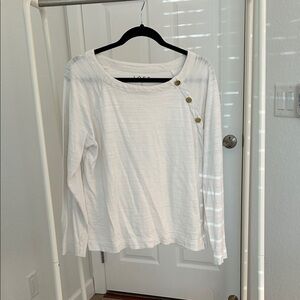 Loft Women's Cream Button-Detail Top